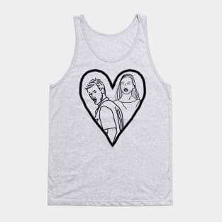 Valentine for Distracted Boyfriend Meme and Mystery Woman Line Drawing Tank Top